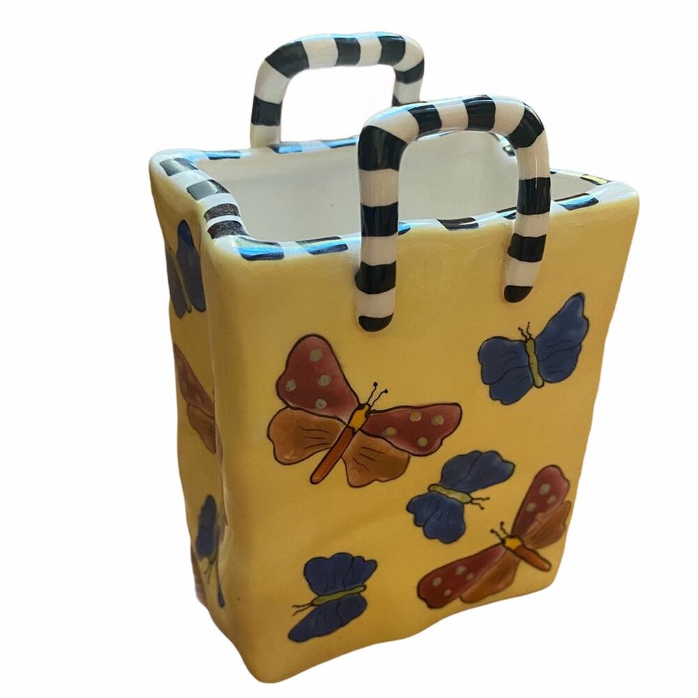 Patricia DuPont Handpainted 2000 Butterfly Small Vase/Decor